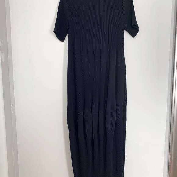 Navy Blue Modest Classic Short Sleeve Sheath Midi Dres - Picture 7 of 7